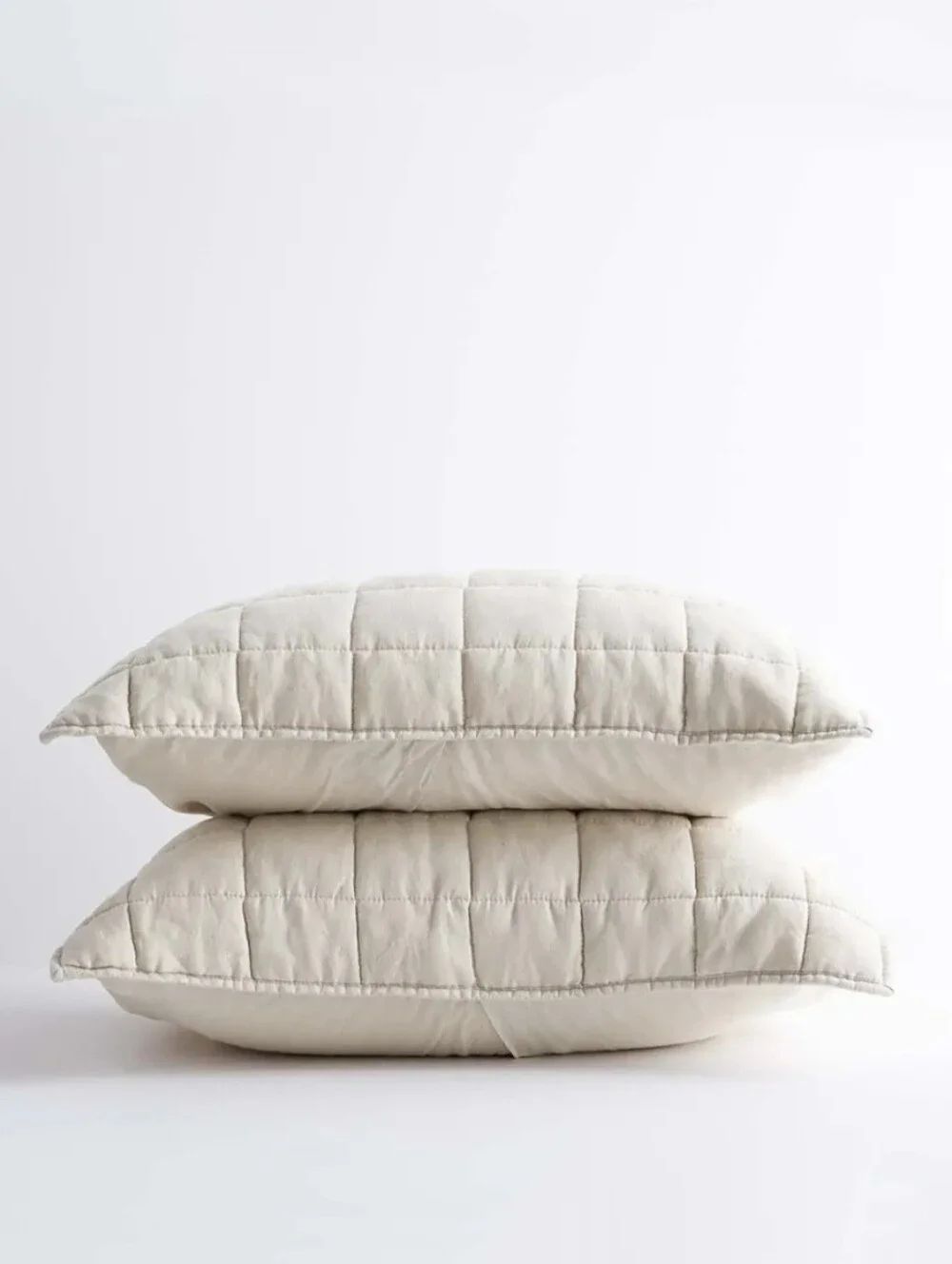 European Linen Box Quilted Sham Set King Sand